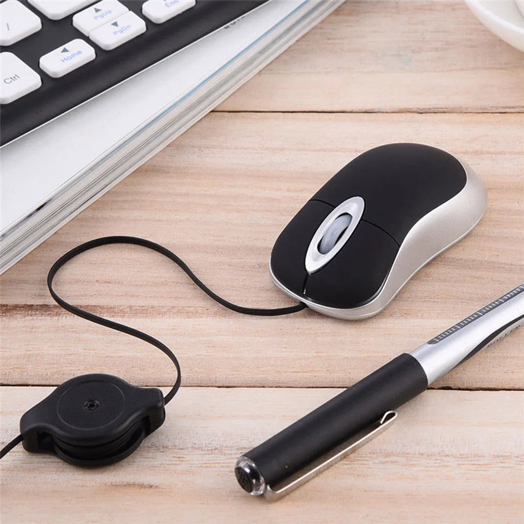 Retractable Mini Wired Mouse 🖱️💻🎮