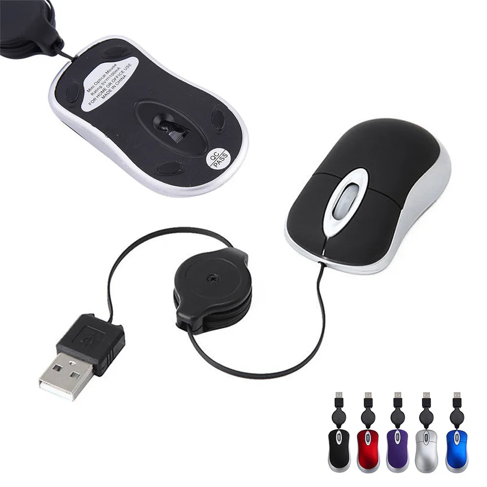 Retractable Mini Wired Mouse 🖱️💻🎮