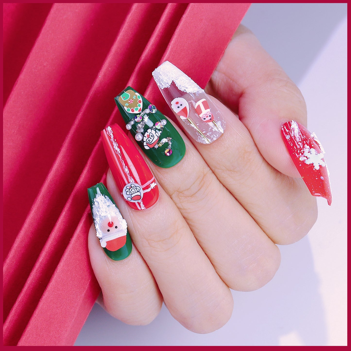 Adorno de uñas del festival de invierno de cerámica blanda navideña