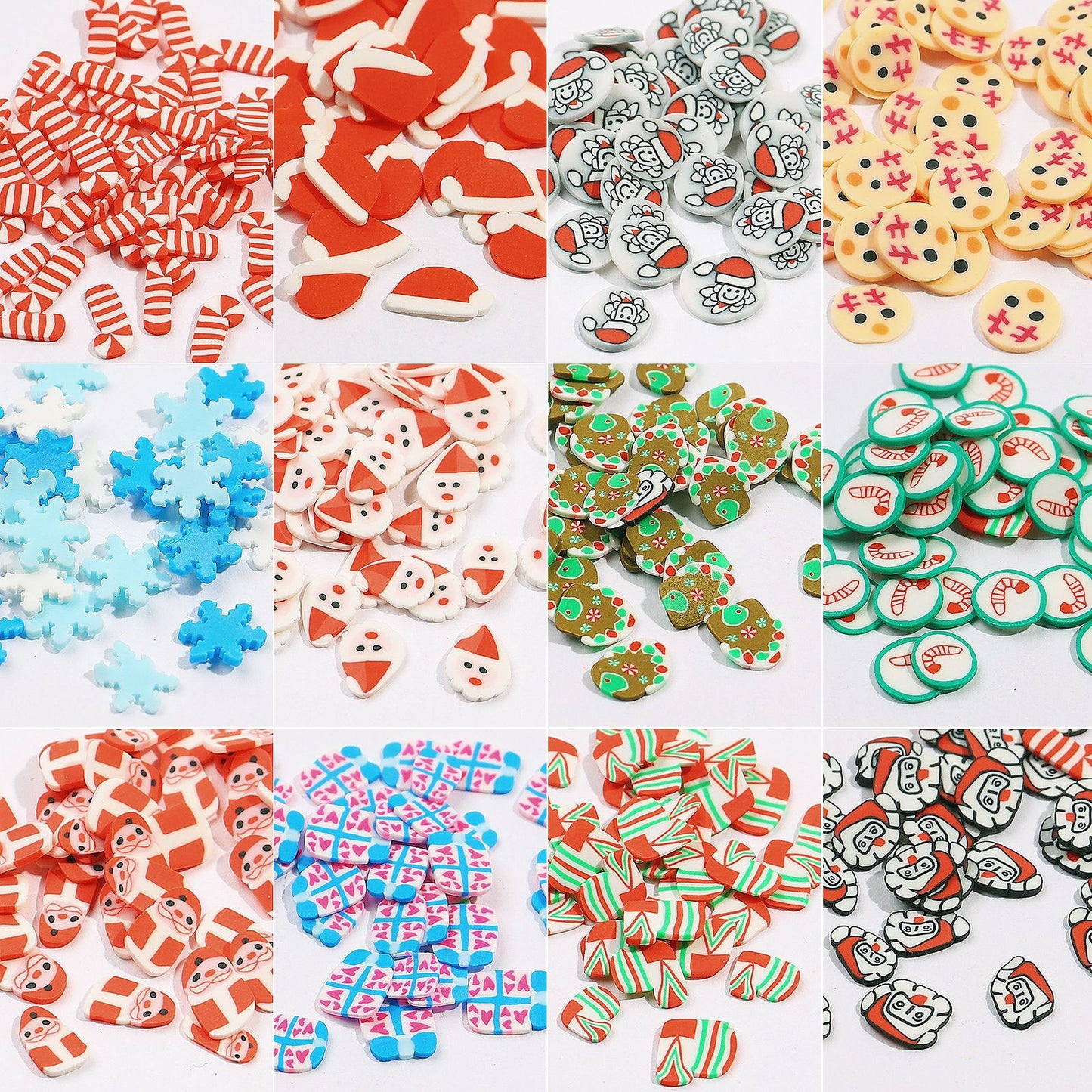Adorno de uñas del festival de invierno de cerámica blanda navideña
