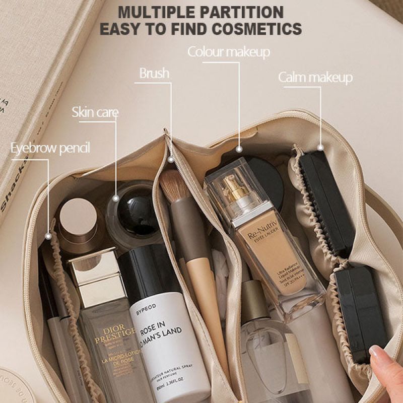 ¡Experimenta comodidad y elegancia con nuestra bolsa de cosméticos de viaje multifunción de gran capacidad! ✨👜