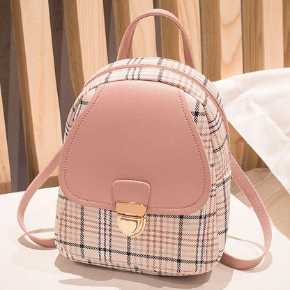Experience Casual Chic with Our Ladies Check Lock Small Backpack! 👜🌸