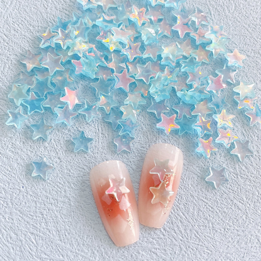 New Online Red Ice Transparent Colorful Five-pointed Star Nail Ornament Colorful And Fresh XINGX Diy Resin Nail Accessories