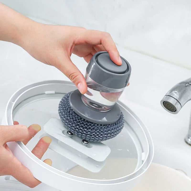 Upgrade Your Kitchen Cleaning with Our Kitchen Soap Dispensing Palm Brush Cleaner! 🧼🍽️