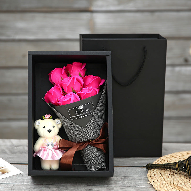 Box Creative Handmade: 7 Rose Bouquet and Little Bear 🌹🐻❤️