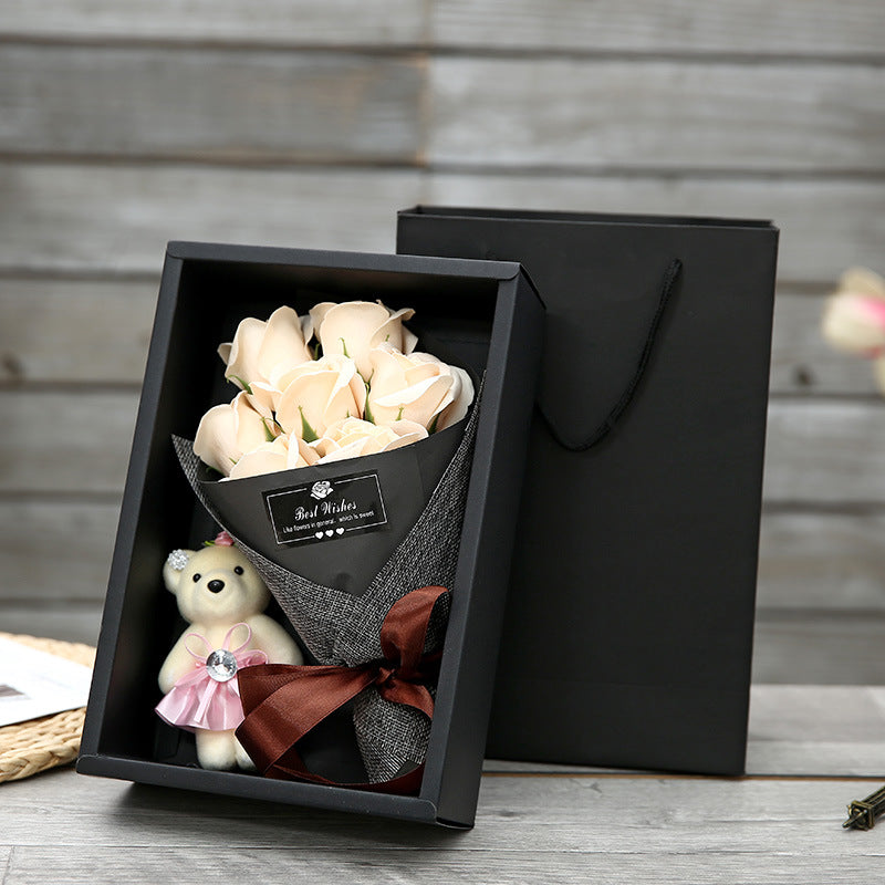 Box Creative Handmade: 7 Rose Bouquet and Little Bear 🌹🐻❤️