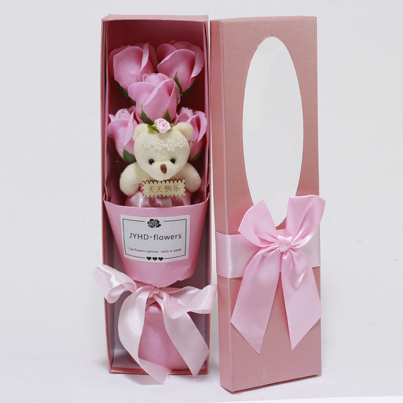 Box Creative Handmade: 7 Rose Bouquet and Little Bear 🌹🐻❤️