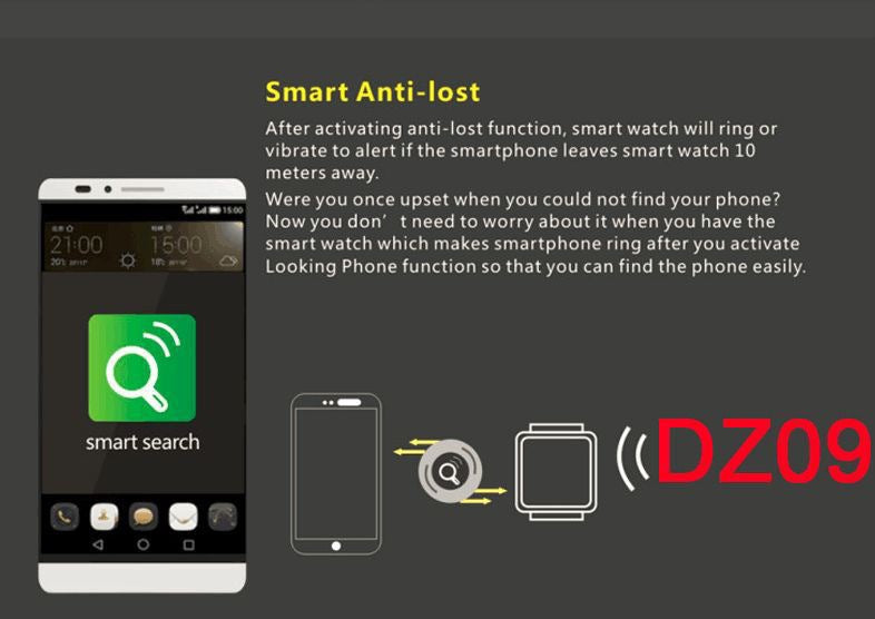 Reloj deportivo inteligente DZ09 con tarjeta y teléfono 