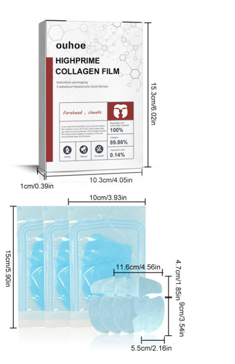 Película de colágeno que desvanece las arrugas de la piel, película hidratante para rejuvenecimiento de la piel de los ojos