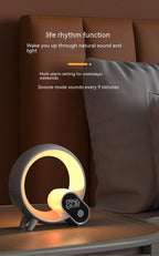 Luz Q creativa analógica amanecer reloj despertador con pantalla Digital Audio Bluetooth despertador inteligente Q luz de ambiente colorida