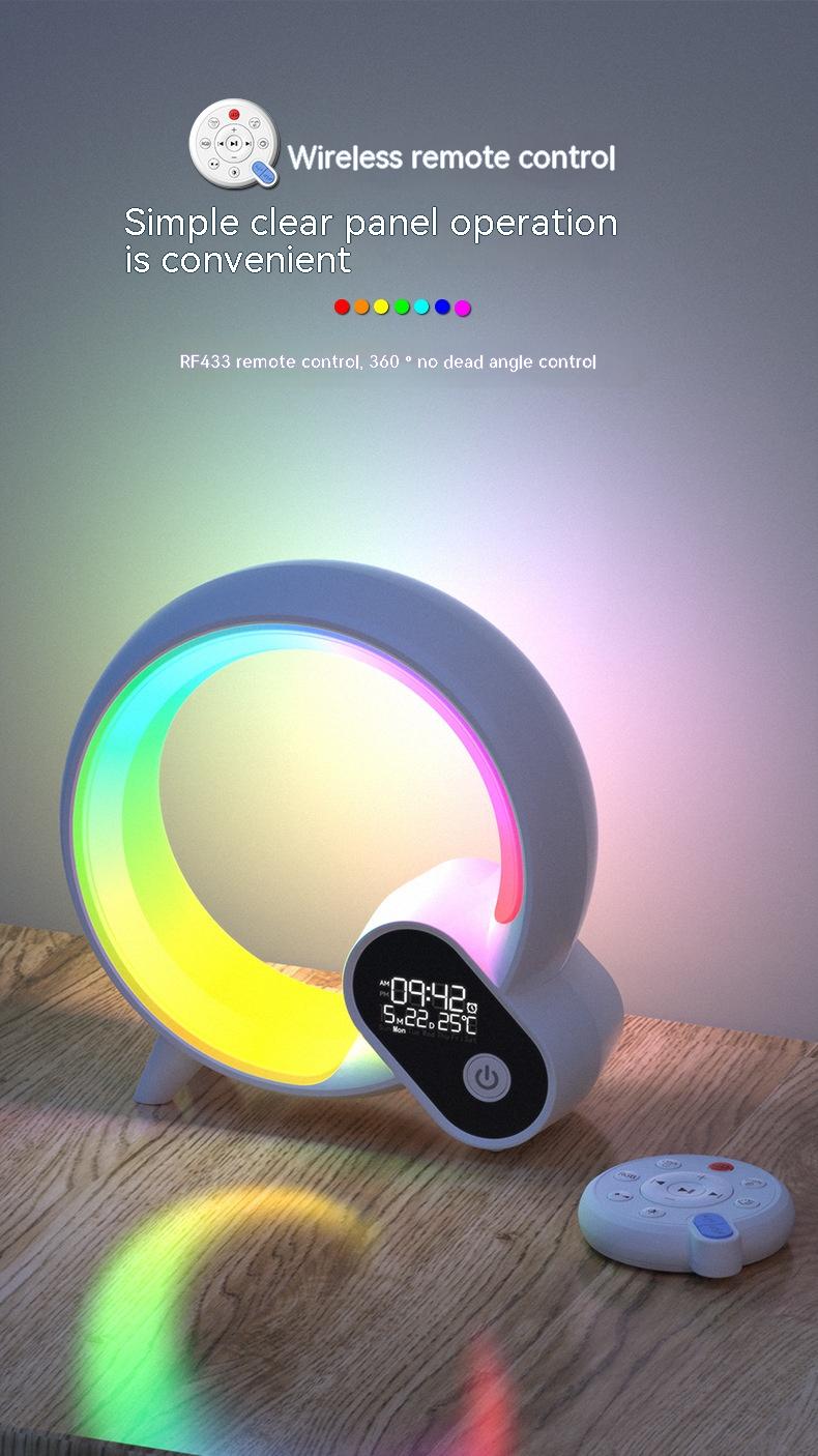 Luz Q creativa analógica amanecer reloj despertador con pantalla Digital Audio Bluetooth despertador inteligente Q luz de ambiente colorida
