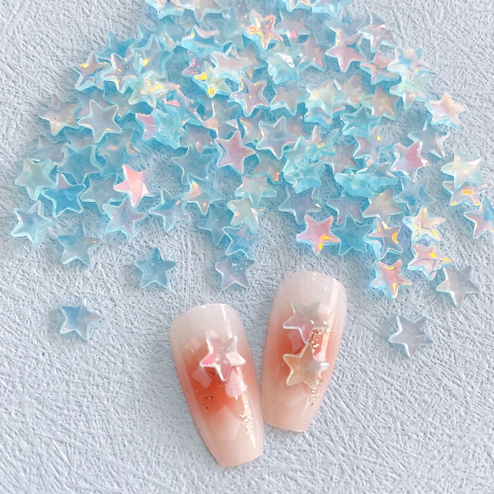Nuevo en línea hielo rojo transparente colorido estrella de cinco puntas adorno de uñas colorido y fresco XINGX accesorios de uñas de resina Diy
