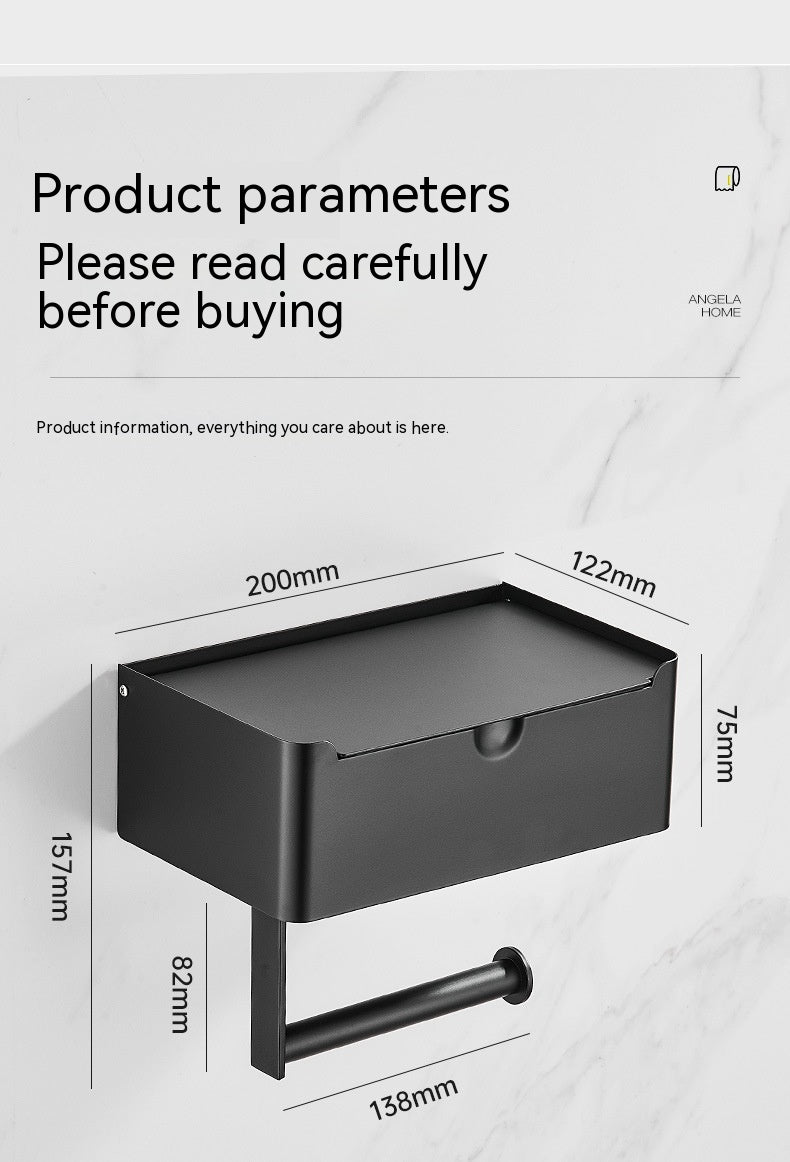 Stainless Steel Tissue Wet Tissue Box Toilet Paper Holder Punch-free Mobile Phone Roll Stand