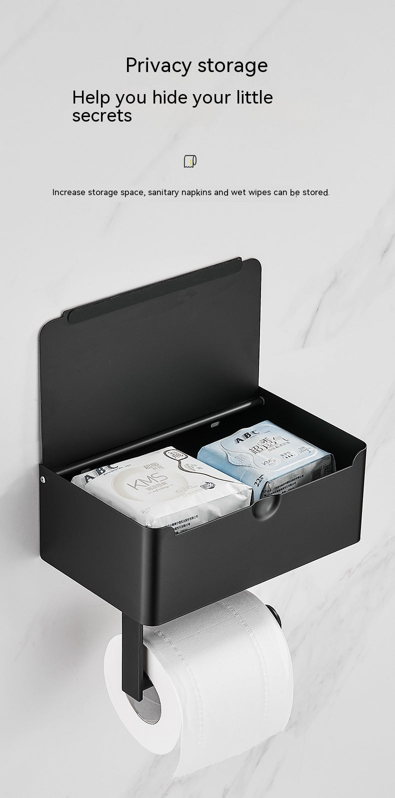 Stainless Steel Tissue Wet Tissue Box Toilet Paper Holder Punch-free Mobile Phone Roll Stand