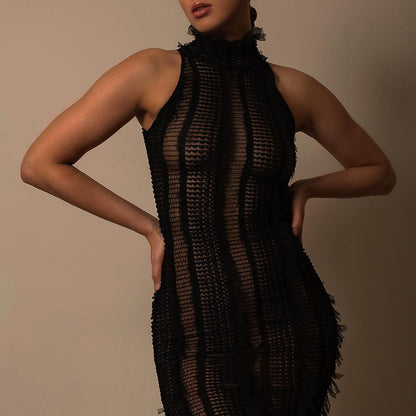 ¡Prepárate para llamar la atención con nuestro vestido de cuello alto transparente Wispy de moda de verano! 🌟👗