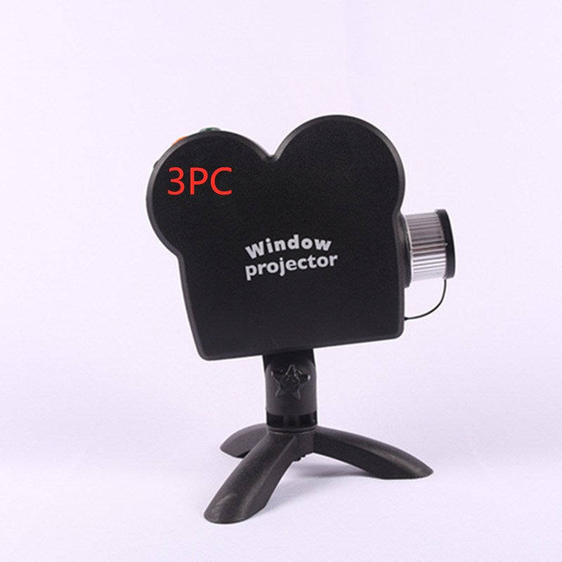 Proyector láser de Navidad para Halloween, 12 películas, luz de discoteca, Mini ventana, proyector de cine en casa, proyector para interiores y exteriores