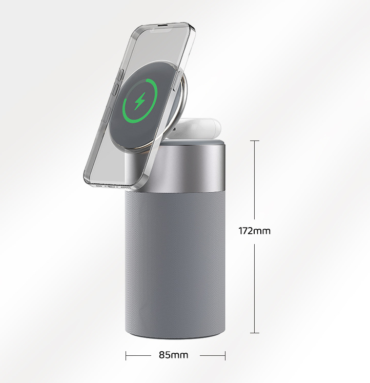 Altavoz Bluetooth portátil con cargador inalámbrico multifunción 3 en 1 para IPhone y AirPods con lámpara táctil para el hogar y la oficina