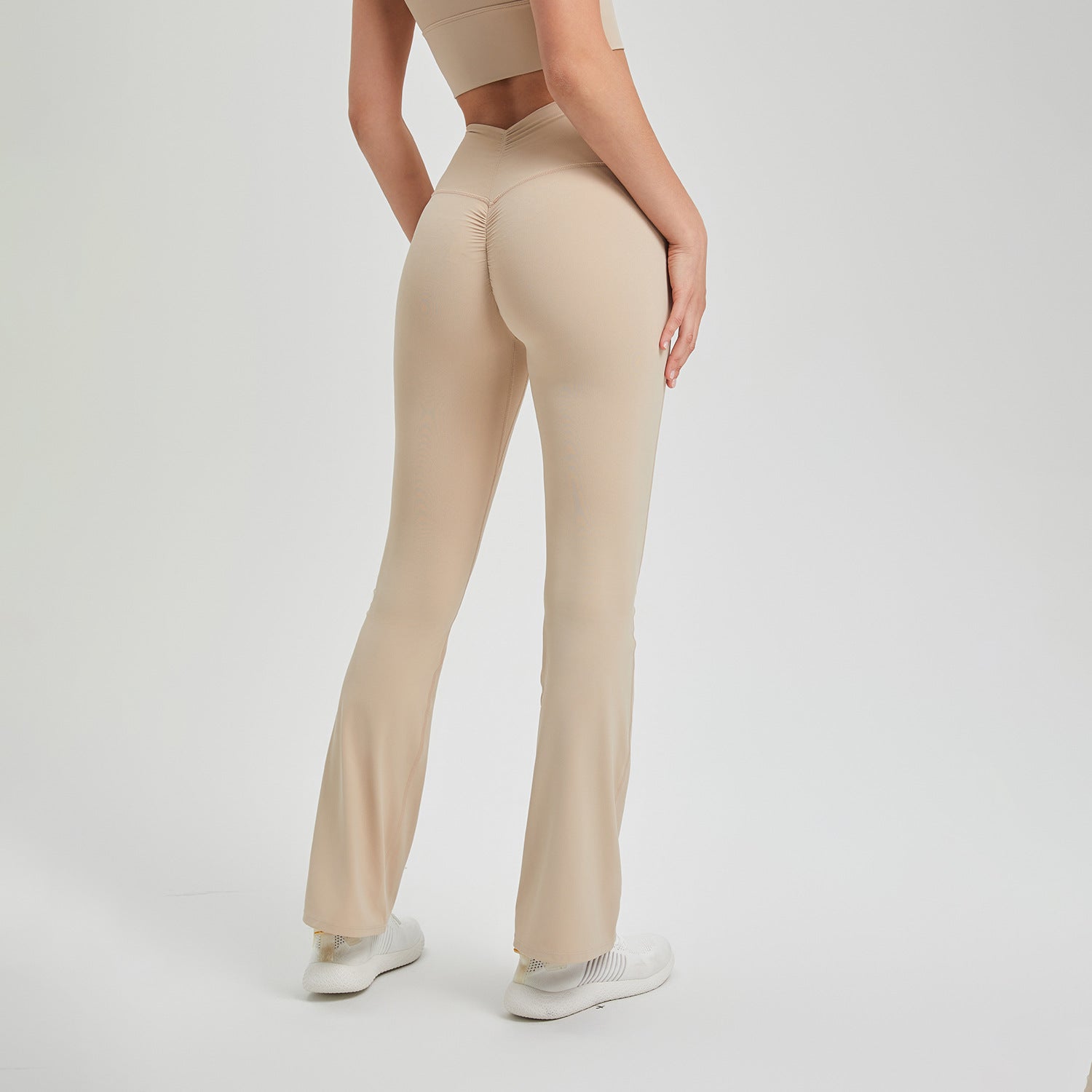 High Waist Pleated Hip Lifting Nude Feel Yoga Pants