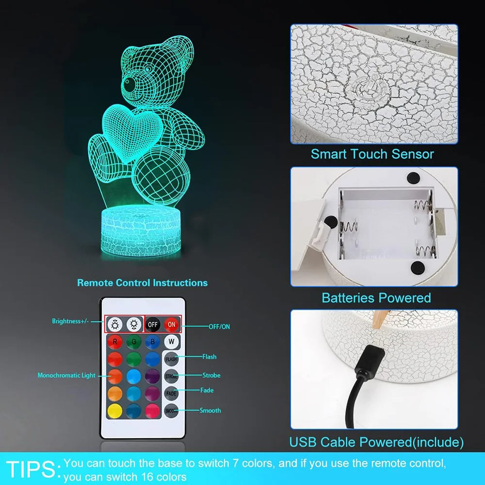 3D Lamp Acrylic, Valentines Day Gifts
