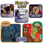 Proyector láser de Navidad para Halloween, 12 películas, luz de discoteca, Mini ventana, proyector de cine en casa, proyector para interiores y exteriores