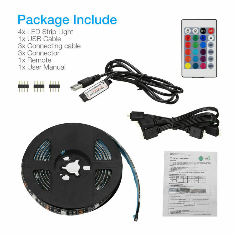 ¡Transforme su espacio con un ambiente vibrante! 🌈📺 Mejore su experiencia con la televisión y la computadora con nuestro kit remoto de luz de fondo con tira LED RGB USB de 5 V y 4 x 50 cm. 🎉