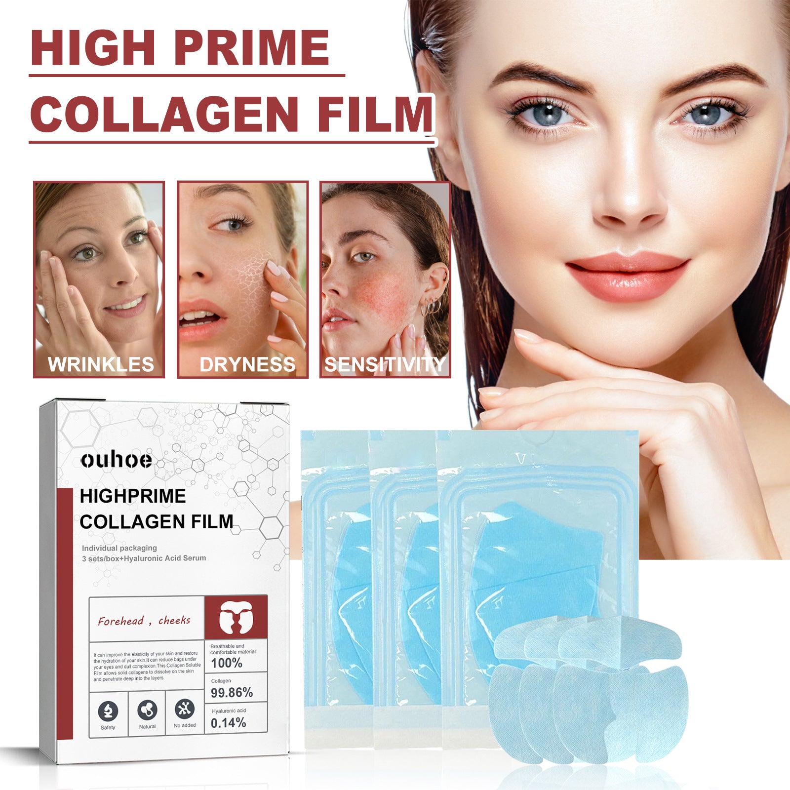 Collagen Film Fade Wrinkles Skin Plump Moisturizing Eye Skin Rejuvenation Film