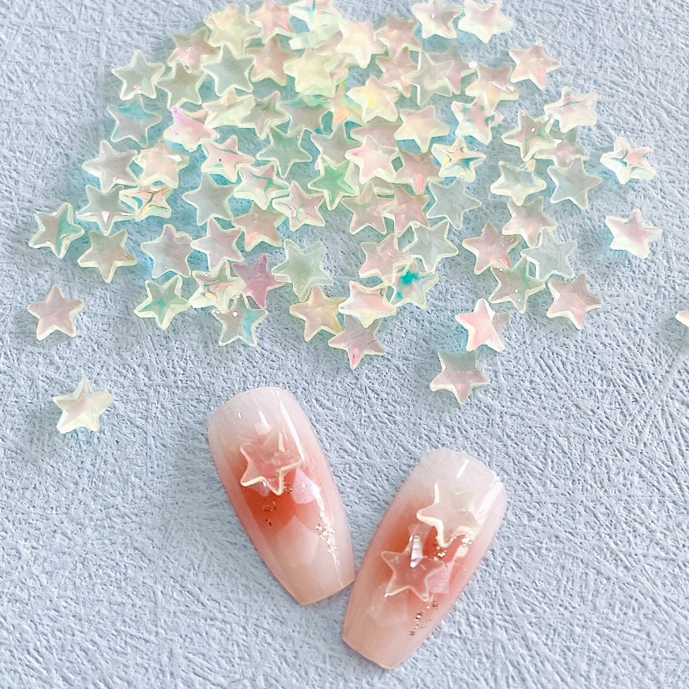 Nuevo en línea hielo rojo transparente colorido estrella de cinco puntas adorno de uñas colorido y fresco XINGX accesorios de uñas de resina Diy