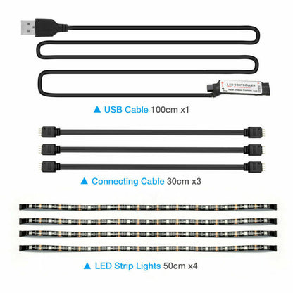 ¡Transforme su espacio con un ambiente vibrante! 🌈📺 Mejore su experiencia con la televisión y la computadora con nuestro kit remoto de luz de fondo con tira LED RGB USB de 5 V y 4 x 50 cm. 🎉