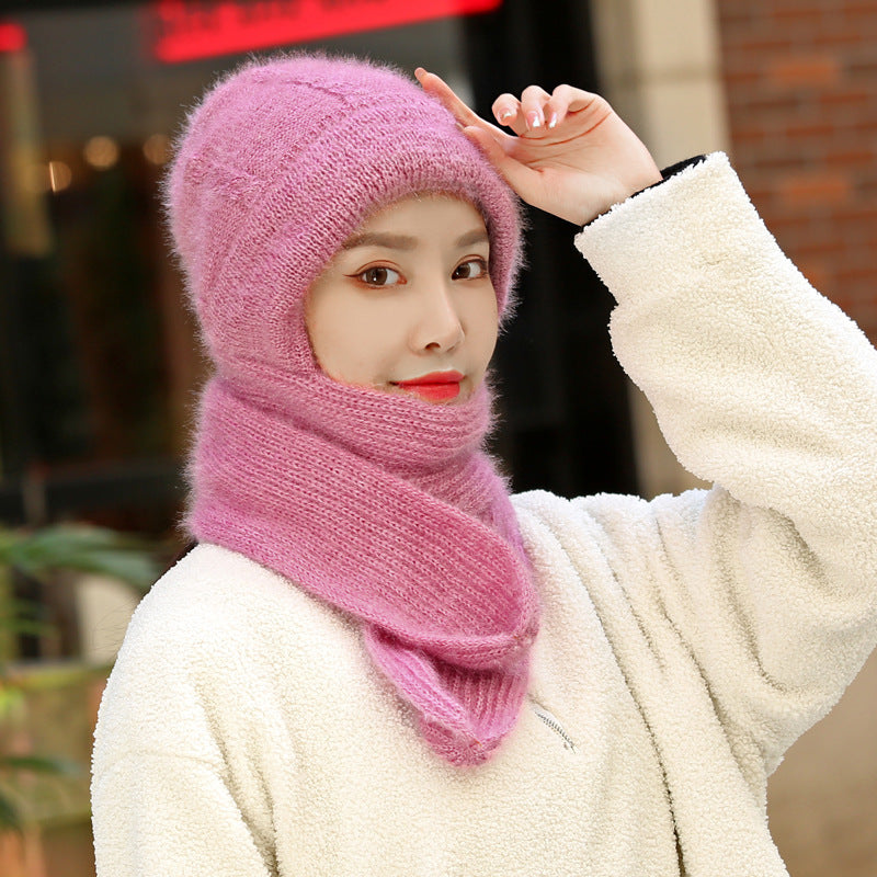 Gorro y bufanda todo en uno para mujer, nuevo estilo de invierno, además de terciopelo y engrosamiento