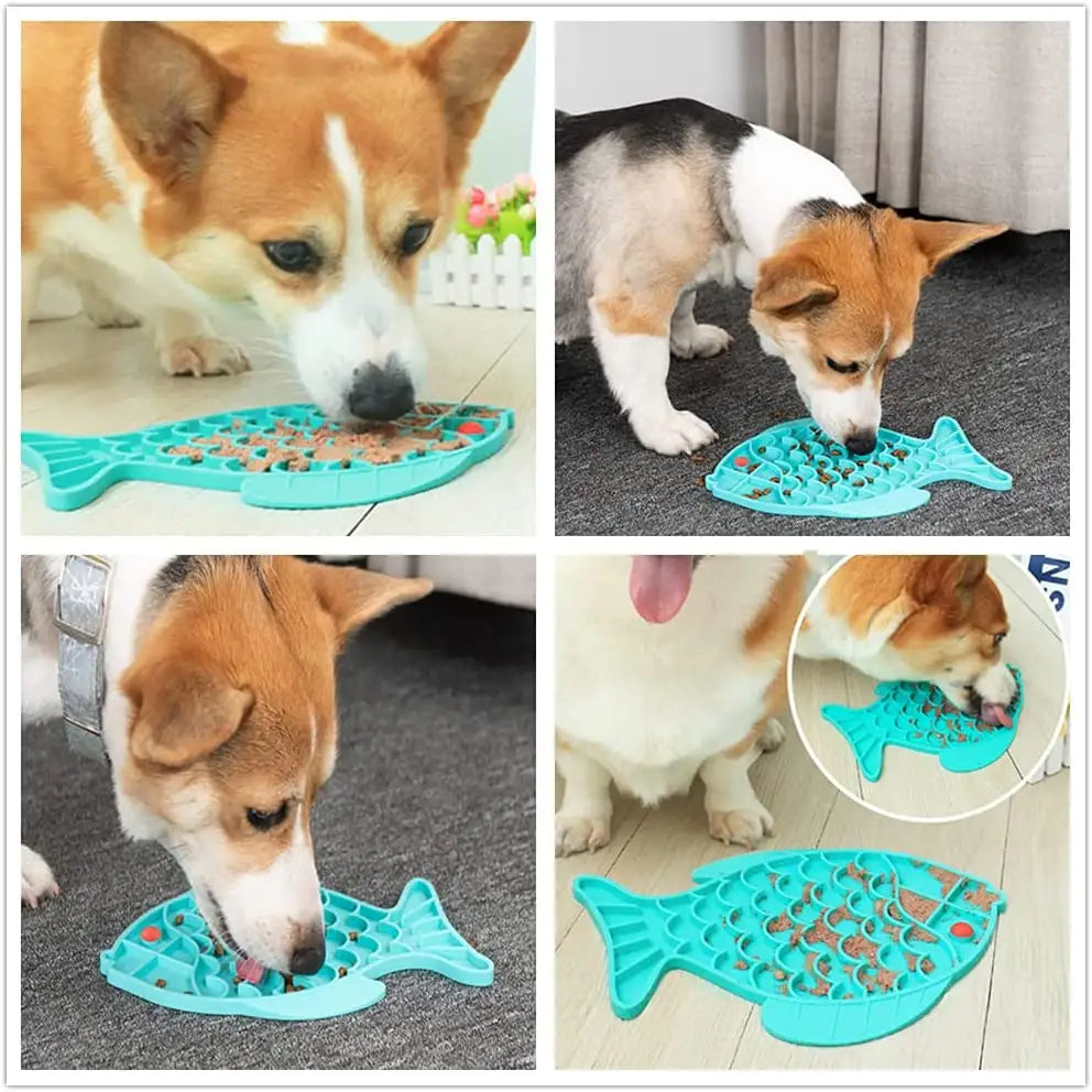 Tapete de silicona para lamer para perros de compañía, plato de comida lenta, tazón de arroz para perros pequeños y medianos, alimentador antiasfixia, dispensador de golosinas para cachorros