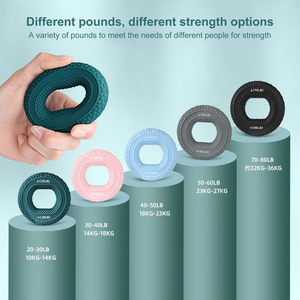 Fortalecedor de agarre manual, entrenador de fuerza de agarre y ejercitador de dedos, agarre manual ajustable de silicona, anillo de agarre de 20-80 lb, entrenador de antebrazo de dedo, expansor carpiano, ejercicio de entrenamiento muscular