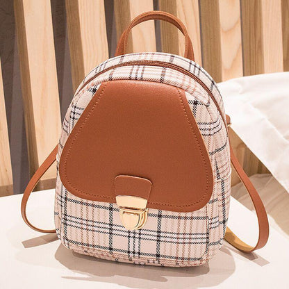 Experience Casual Chic with Our Ladies Check Lock Small Backpack! 👜🌸