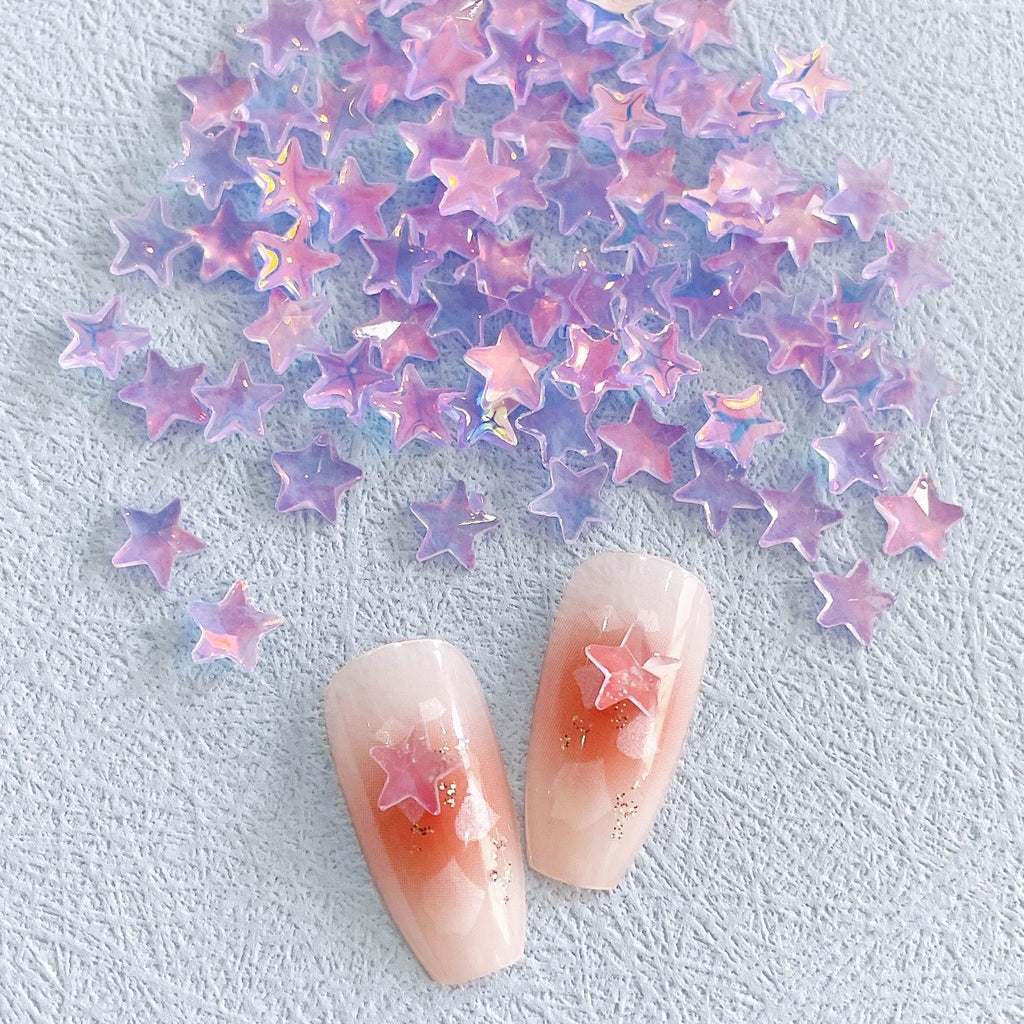 New Online Red Ice Transparent Colorful Five-pointed Star Nail Ornament Colorful And Fresh XINGX Diy Resin Nail Accessories
