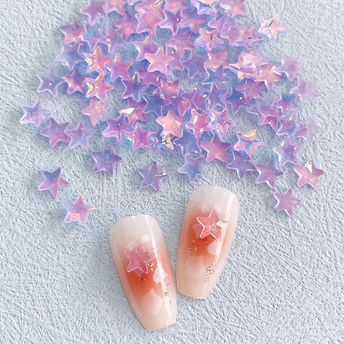 Nuevo en línea hielo rojo transparente colorido estrella de cinco puntas adorno de uñas colorido y fresco XINGX accesorios de uñas de resina Diy