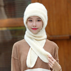 Gorro y bufanda todo en uno para mujer, nuevo estilo de invierno, además de terciopelo y engrosamiento