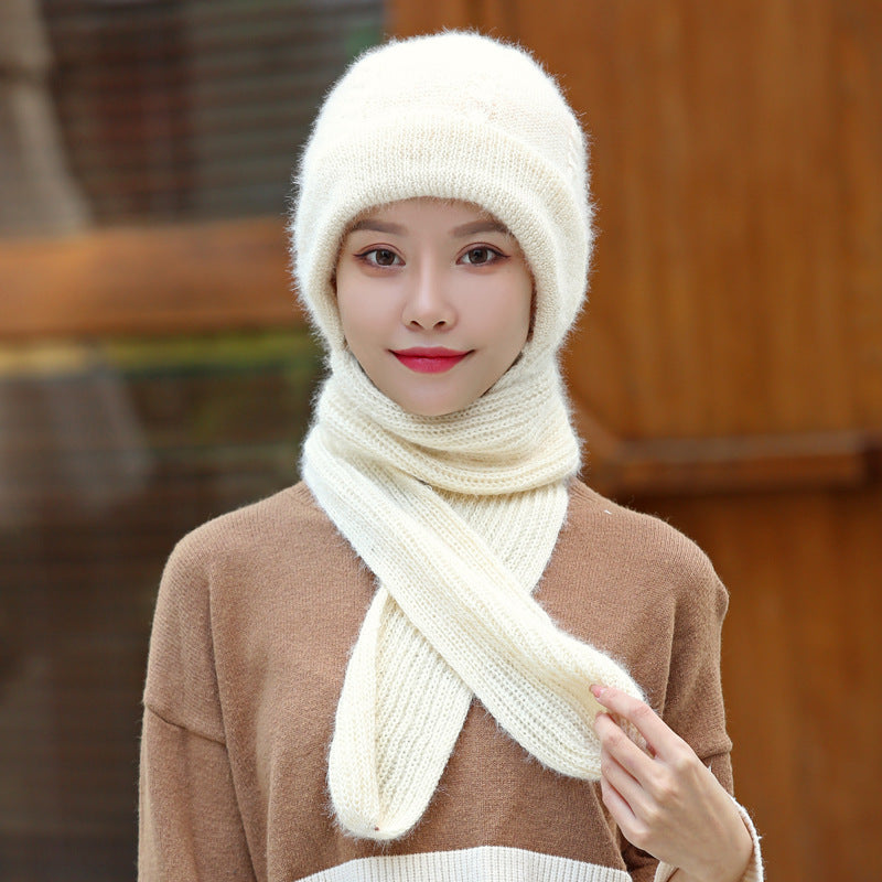 Gorro y bufanda todo en uno para mujer, nuevo estilo de invierno, además de terciopelo y engrosamiento