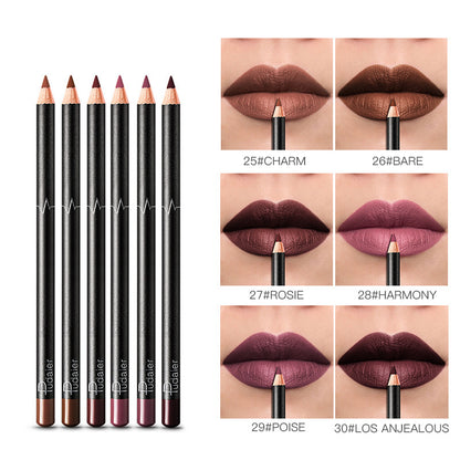 Delineador de labios de 36 colores, resistente al agua, sin manchas, color nude