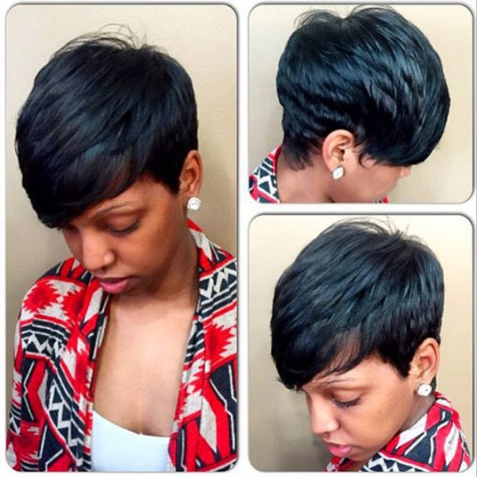 Peluca con tocado diferenciado lateral de pelo corto para mujer