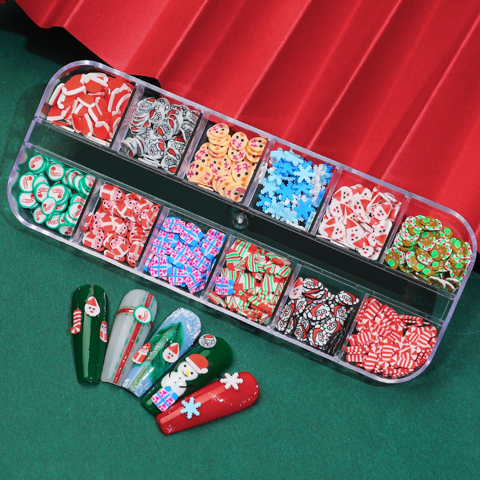 Adorno de uñas del festival de invierno de cerámica blanda navideña