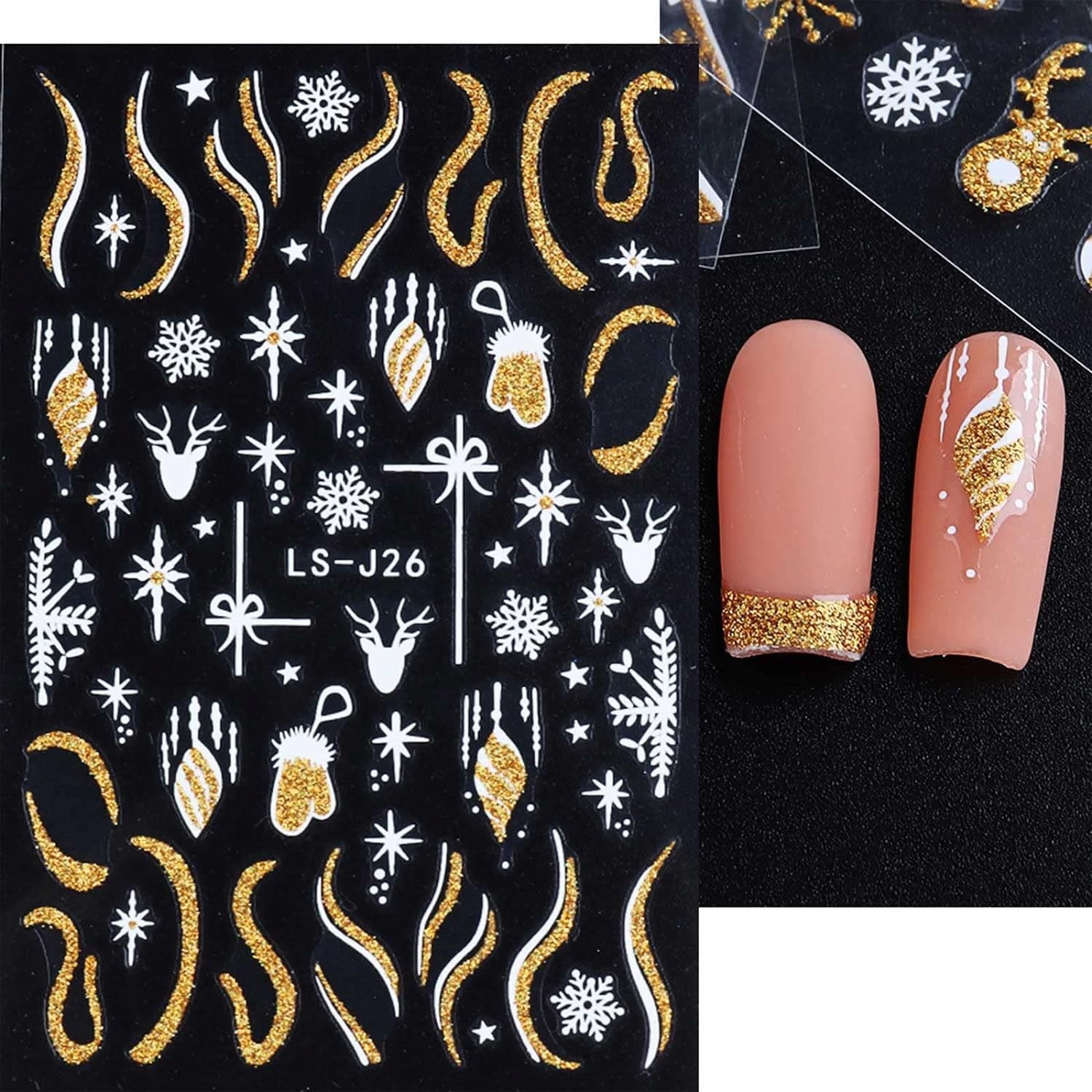 Pegatinas De Uñas Invierno Copo De Nieve Alce Navidad