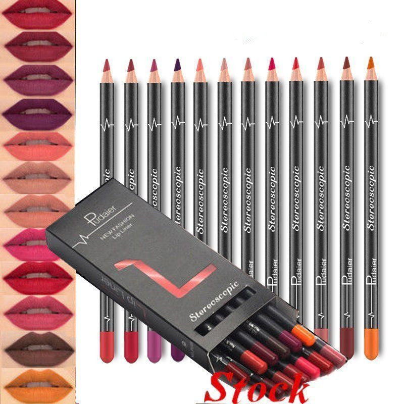Delineador de labios de 36 colores, resistente al agua, sin manchas, color nude