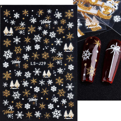 Pegatinas De Uñas Invierno Copo De Nieve Alce Navidad