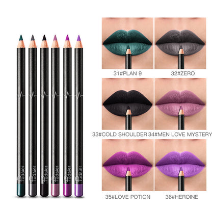 Delineador de labios de 36 colores, resistente al agua, sin manchas, color nude