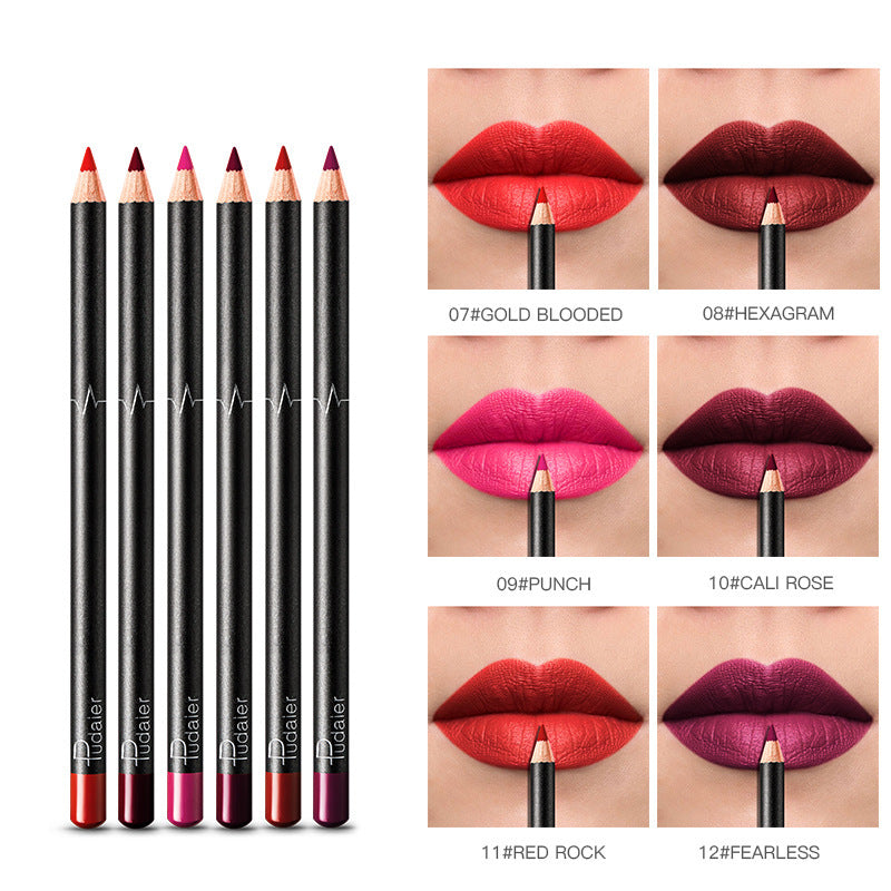 Delineador de labios de 36 colores, resistente al agua, sin manchas, color nude