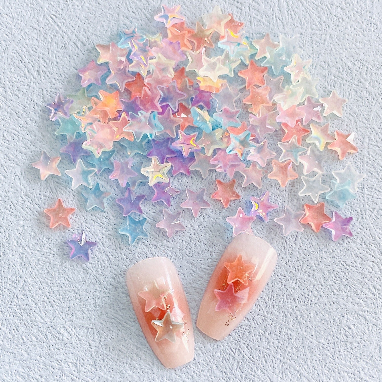 Nuevo en línea hielo rojo transparente colorido estrella de cinco puntas adorno de uñas colorido y fresco XINGX accesorios de uñas de resina Diy