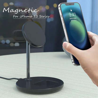 Soporte de cargador inalámbrico magnético 2 en 1 para iPhone 13, 12 Pro Max, Mini Airpods, estación de carga rápida, cargadores de teléfono móvil