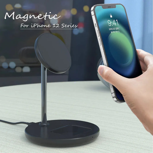 Soporte de cargador inalámbrico magnético 2 en 1 para iPhone 13, 12 Pro Max, Mini Airpods, estación de carga rápida, cargadores de teléfono móvil