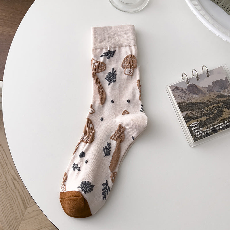 Calcetines de tubo de seta de flor de personalidad artística retro