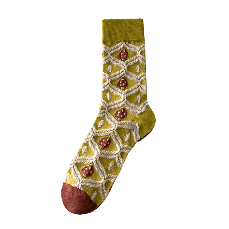 Calcetines de tubo de seta de flor de personalidad artística retro