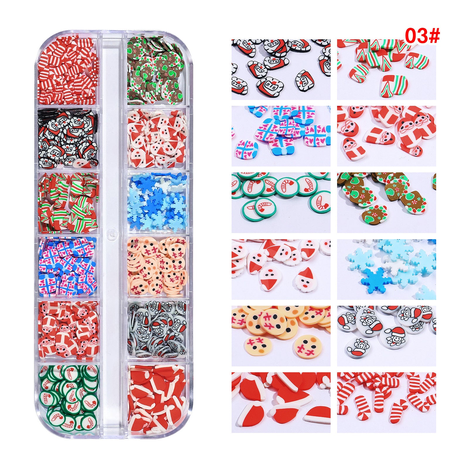 Adorno de uñas del festival de invierno de cerámica blanda navideña